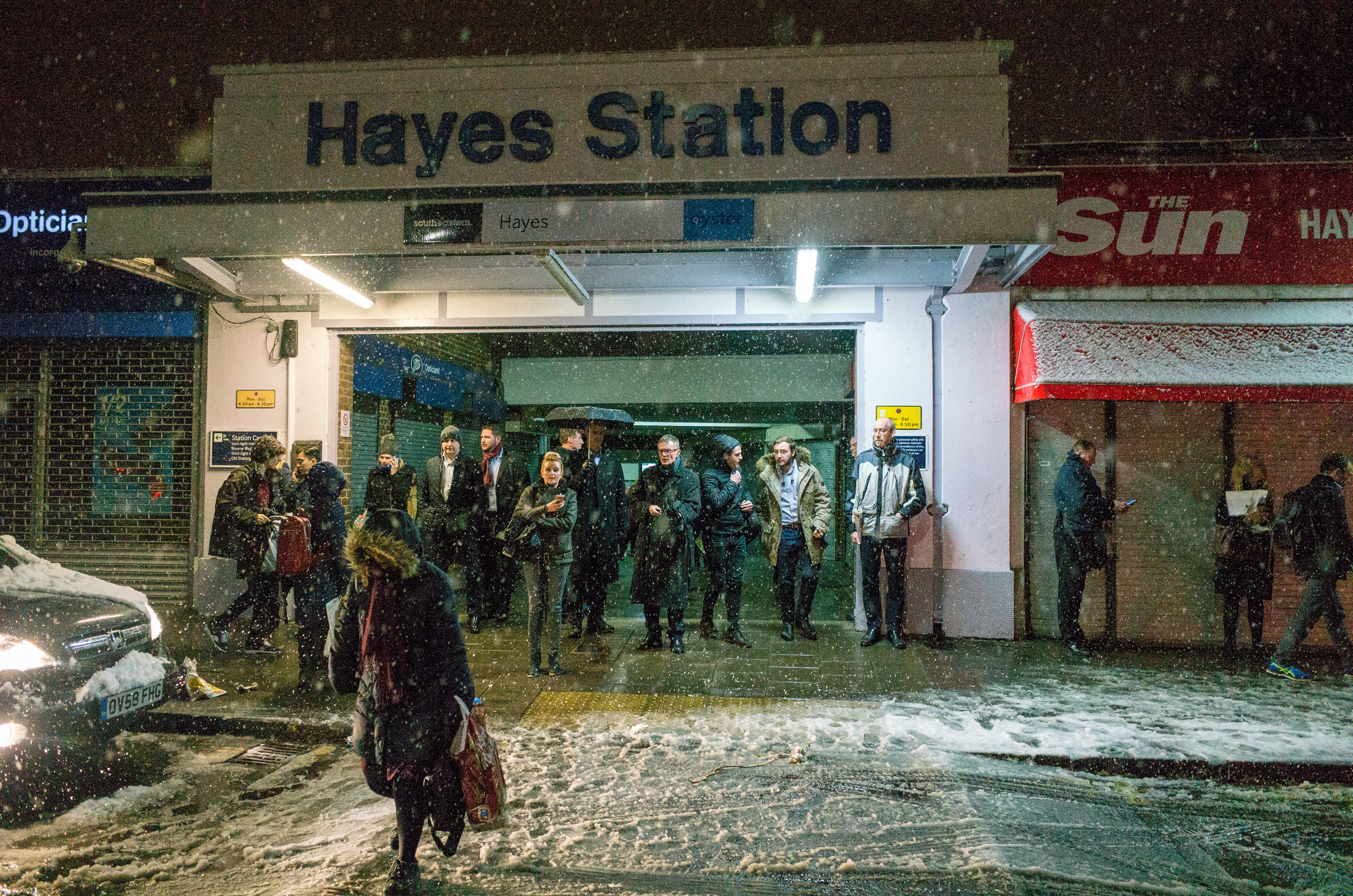 Hayes station in snow
